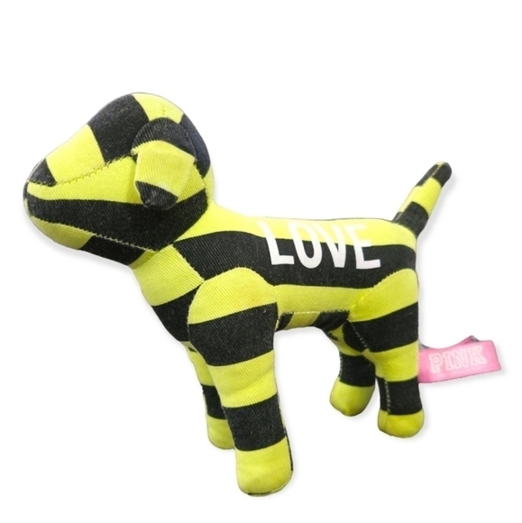 Victoria's Secret PINK Mini Dog Plush Collectible Dog Yellow Black Striped puppy - Picture 5 of 10